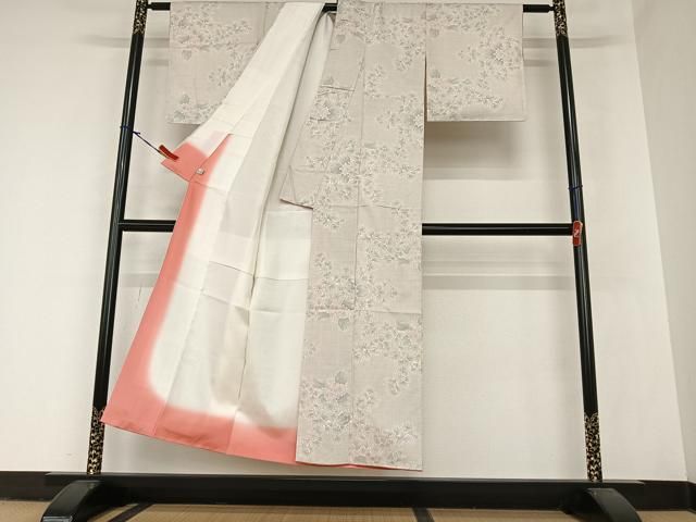 平和屋着物○本場大島紬 白大島 カタス7マルキ 草花文 鈴乃屋扱い 正絹