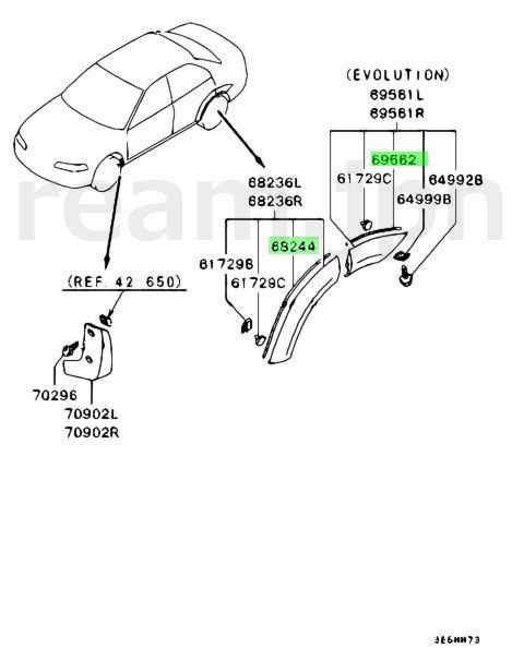 CP9A 新品 フェンダー 0 リアオーバー 1 ランサーエボリューション