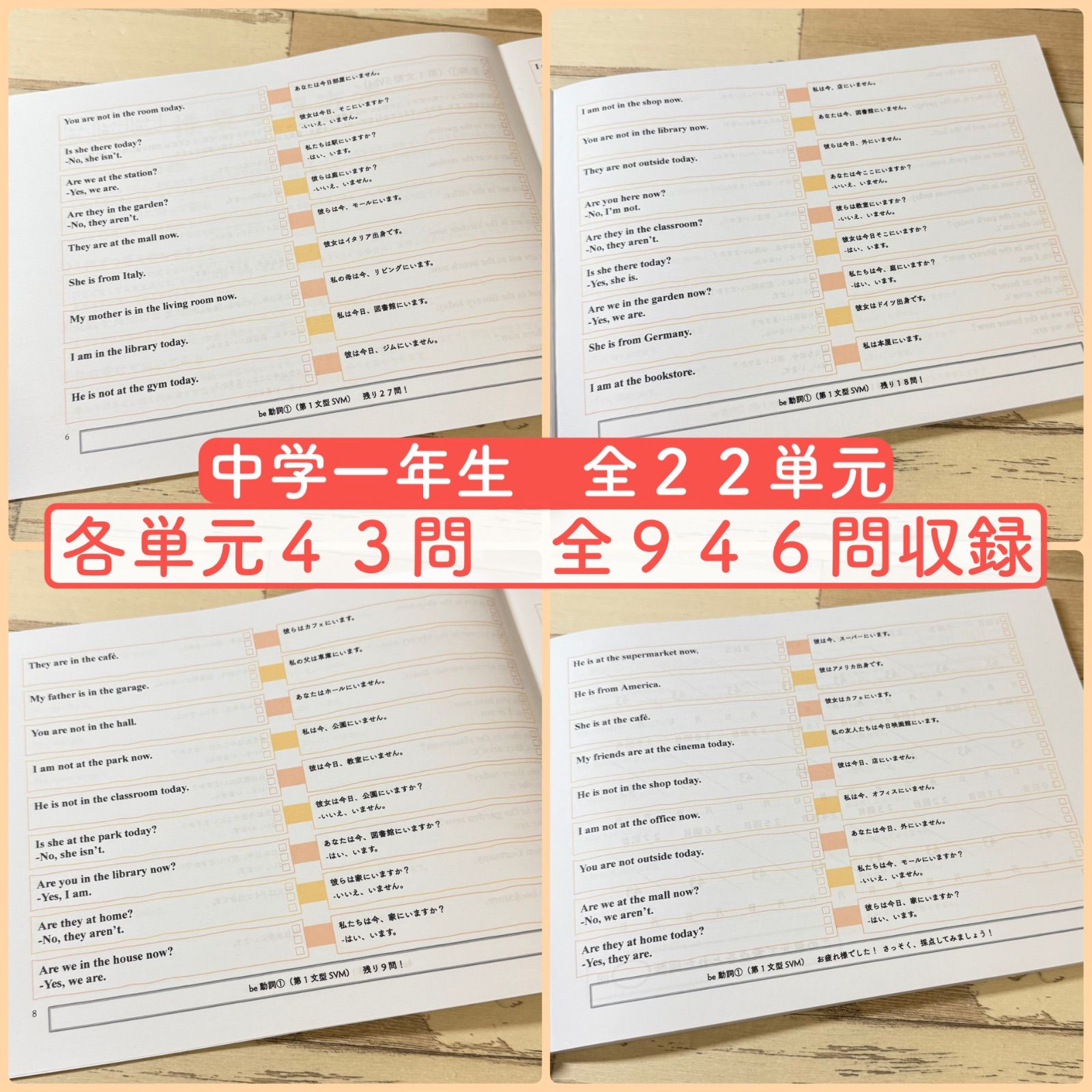 中一英文法 瞬間和訳問題集 中学1年生 中学英語 中学生 テスト