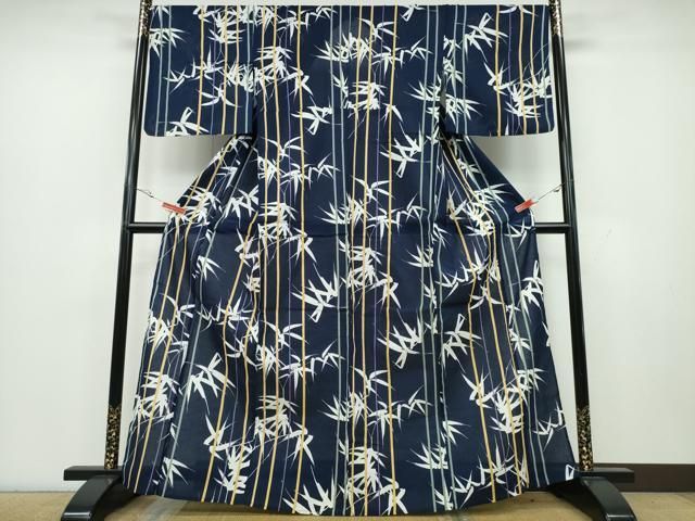 平和屋着物∴夏物 浴衣 綿紅梅 笹竹間道 綿 CAAY4601ng