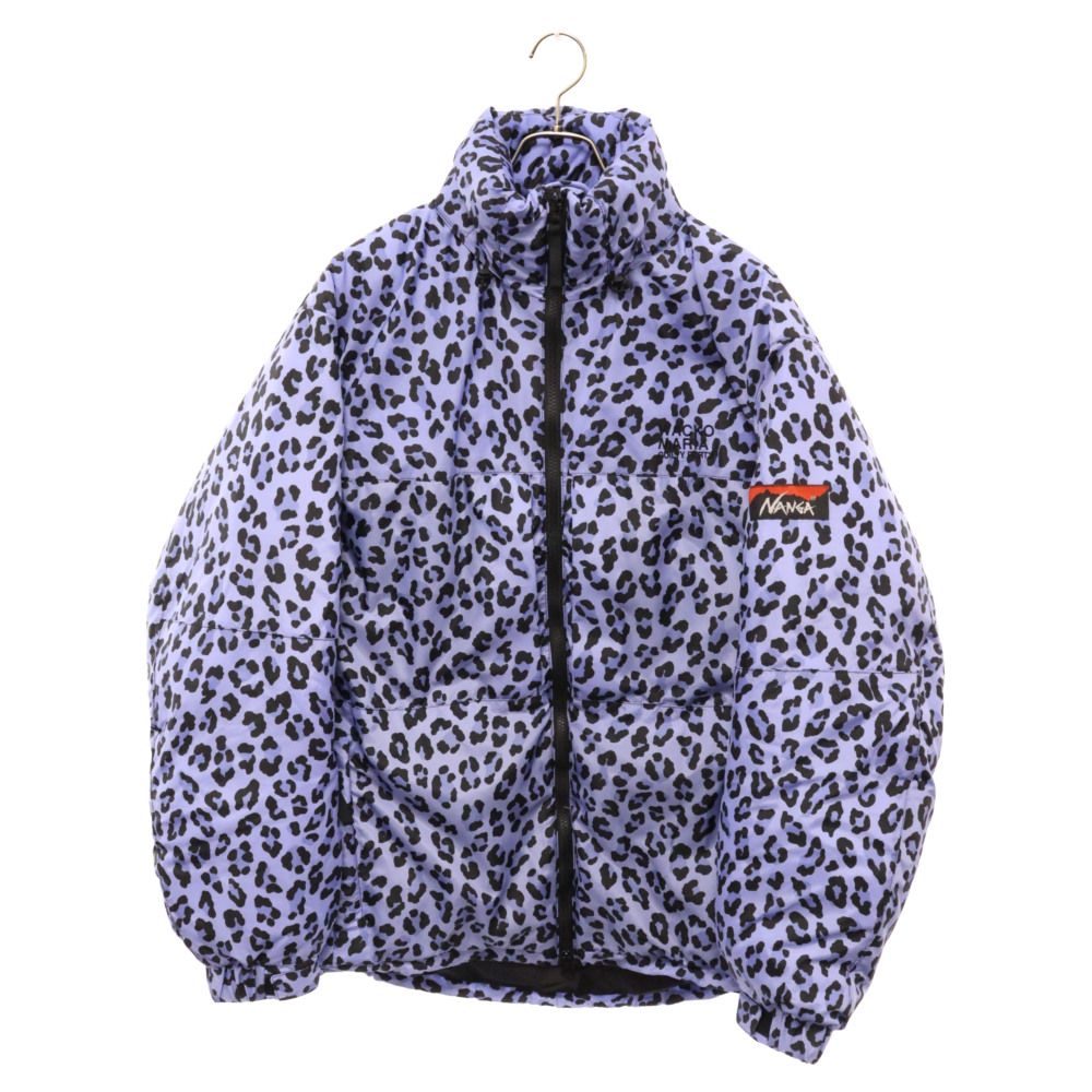 WACKO MARIA (ワコマリア) 22AW×NANGA LEOPARD DOWN JACKET×ナンガ レオパード柄 ジップアップダウンジャケット ブルー/ブラック 22FW-WMO-NA04