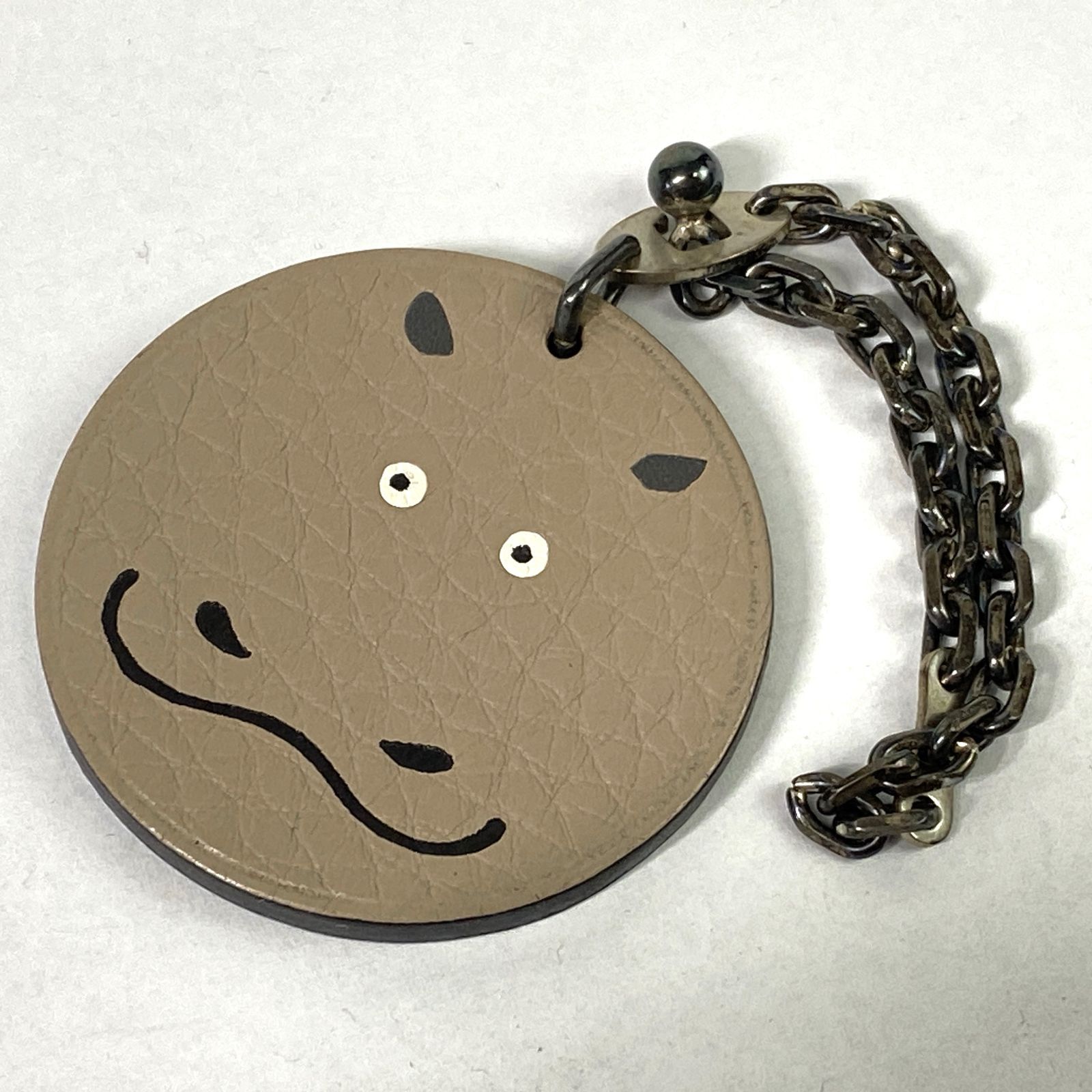 HERMES エルメス バッグチャーム キーホルダー キーチェーン カバ アニマル トリヨンクレマンス レザー トゥルティールグレー シルバー金具 25i菊MZ
