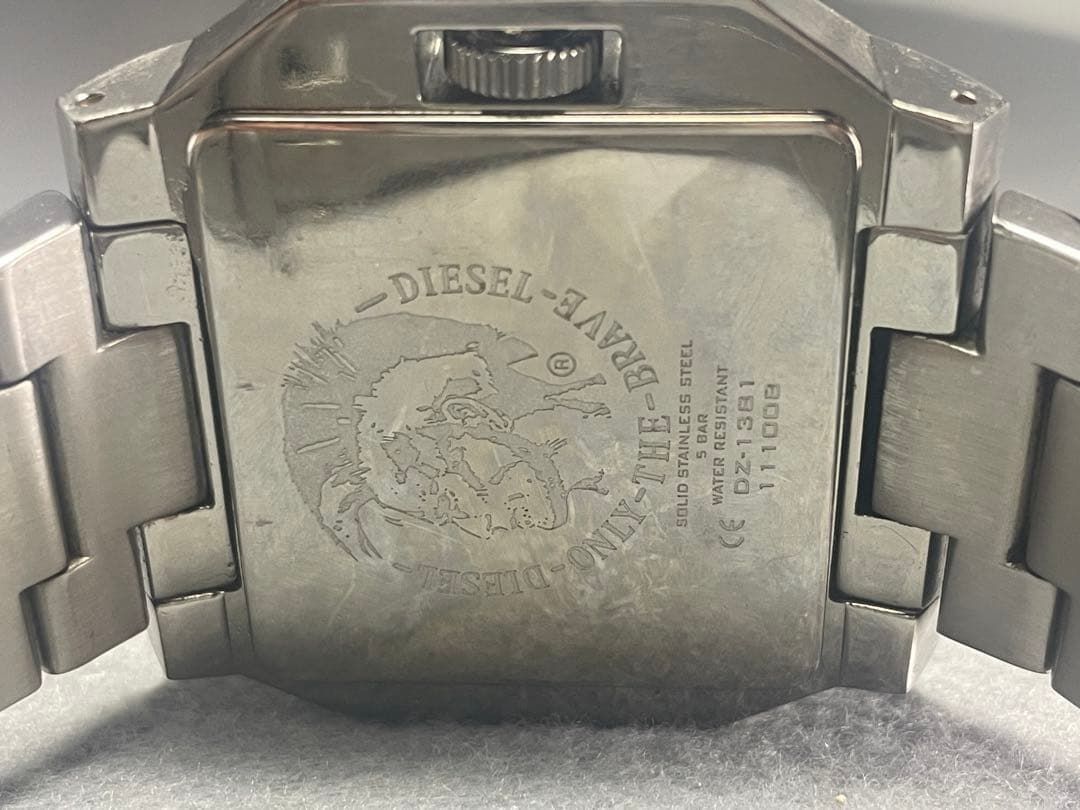 【稼働確認済】DIESEL DZ1381 ステンレススチール 時計 DIESEL ディーゼル DZ-1381 スクエア メンズ 腕時計 稼働品 電池新品