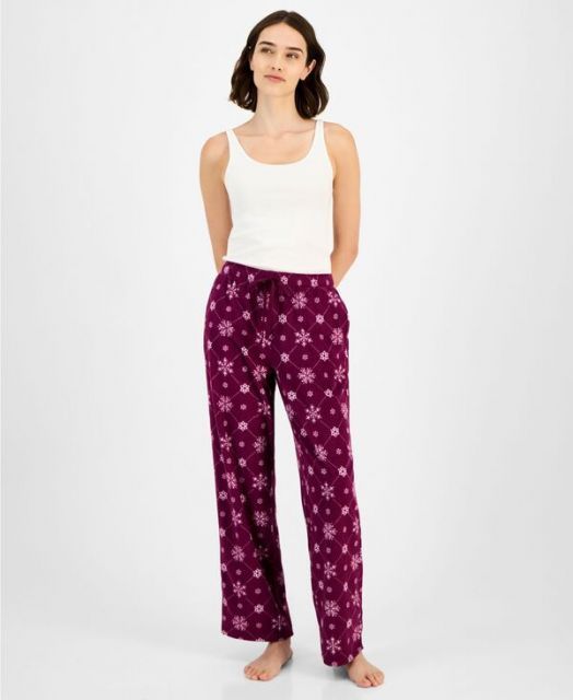 送料無料 チャータークラブ レディース ナイトウェア アンダーウェア Women s Printed Fleece Pajama Pants Purple