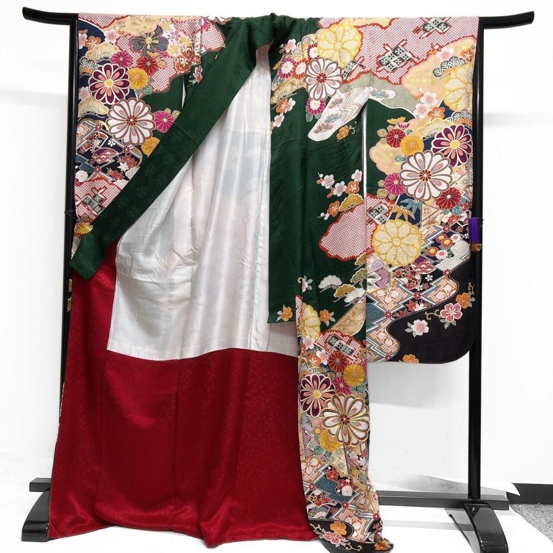 振袖 金駒刺繍 金彩 菊花 花菱 鹿の子 成人式 晴れの日 着物