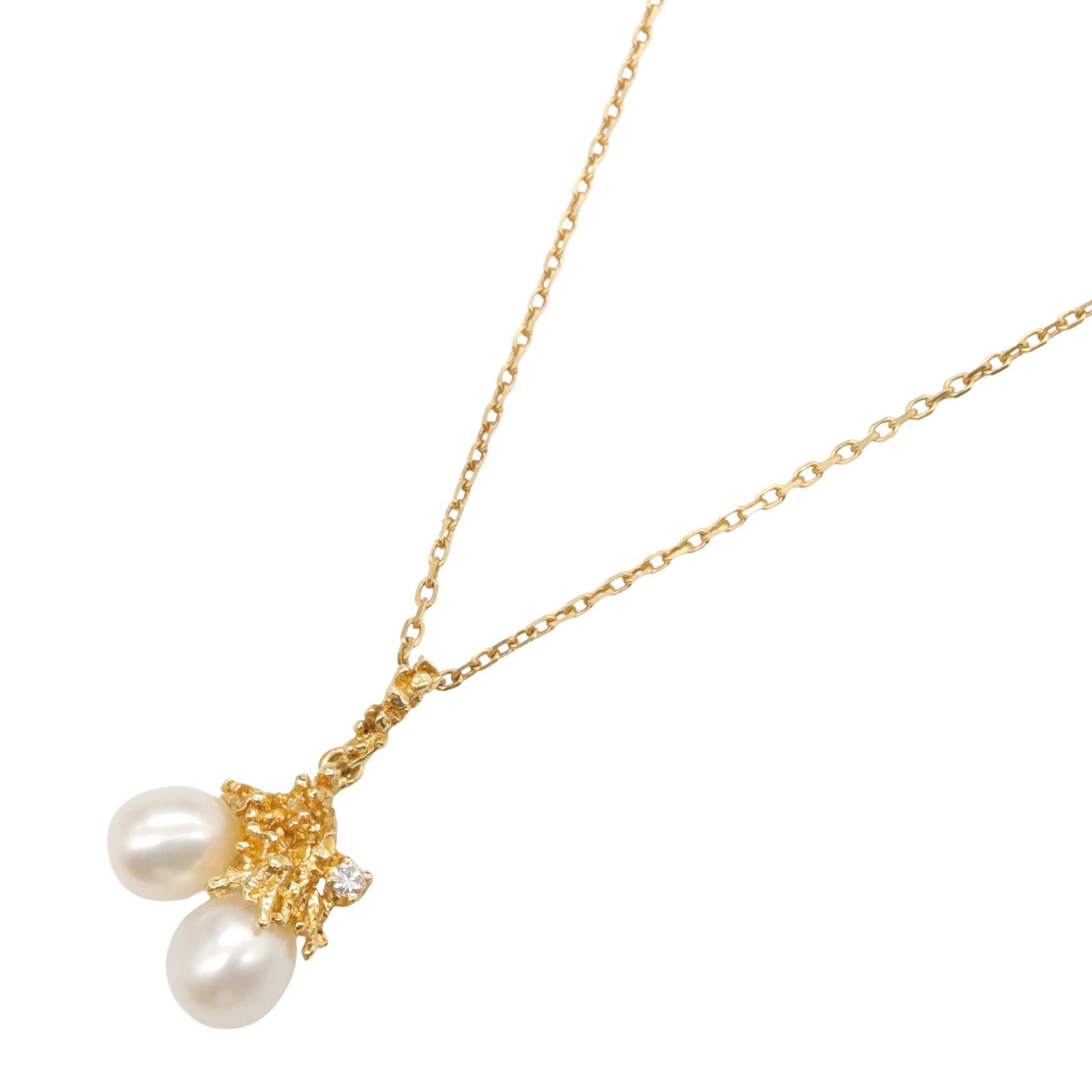 ミキモト MIKIMOTO ネックレス パール ネックレス 首回40㎝ K18 イエローゴールド パール ネックレス レディース Used A