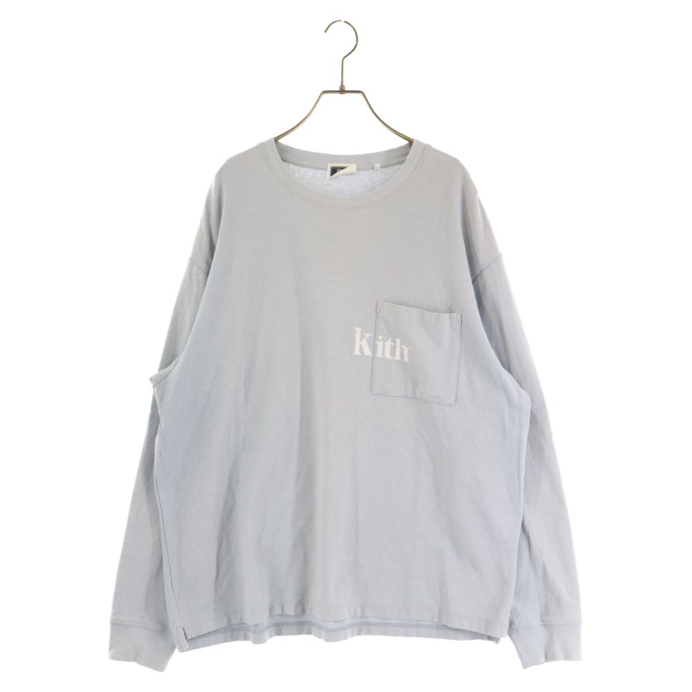 【美品】KITH キス 長袖Ｔシャツ ロンＴ Ｌサイズ KITH (キス) ロゴプリント ポケット長袖Tシャツ カットソー ロン
