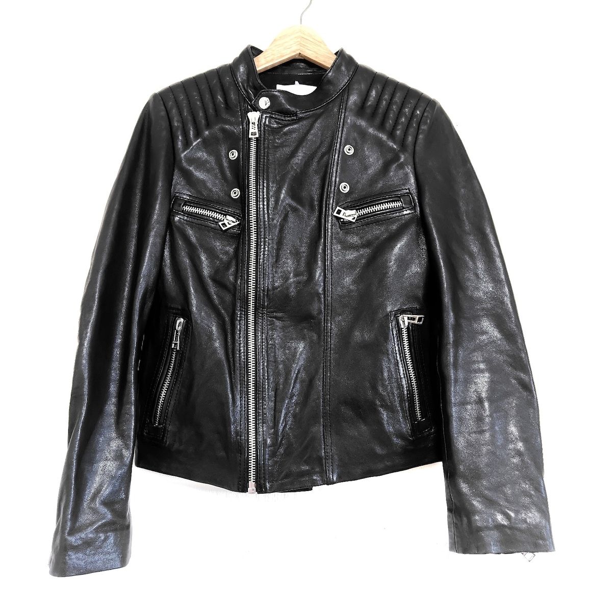 Zadig-Voltaire ザディグエヴォルテール ライダースジャケット サイズS レディース - 黒 長袖|レザー|中綿|秋|冬