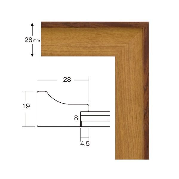 軽量水彩額縁|フレーム F8号|オーク 壁掛けひも|UV 紫外線 カットアクリル|マット付き 化粧箱入り 8155