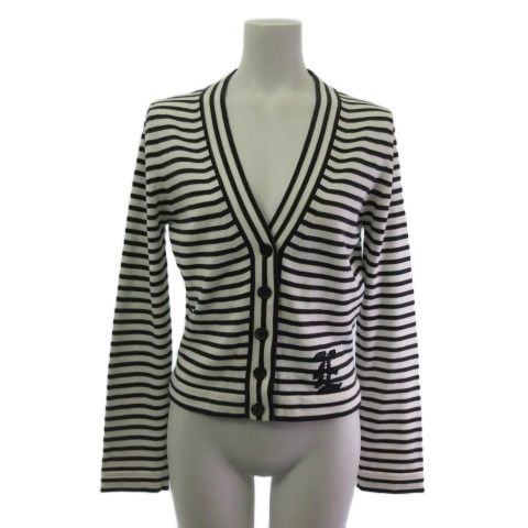 エルマノシェルビーノ ERMANNO SCERVINO カーディガン 長袖 ボーダー 白 黒 ホワイト ブラック