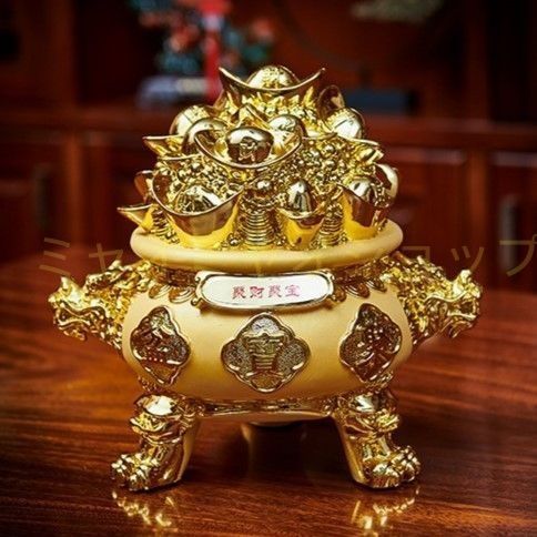 元宝 貯金箱 風水グッズ 元寶 置物 オブジェ 運 健康運 出世運 家庭運 家内安全 インテリア 玄関 リビング 贈り物 プレゼント 魔除け オフィス 飾品 幸運 金色 ゴールド