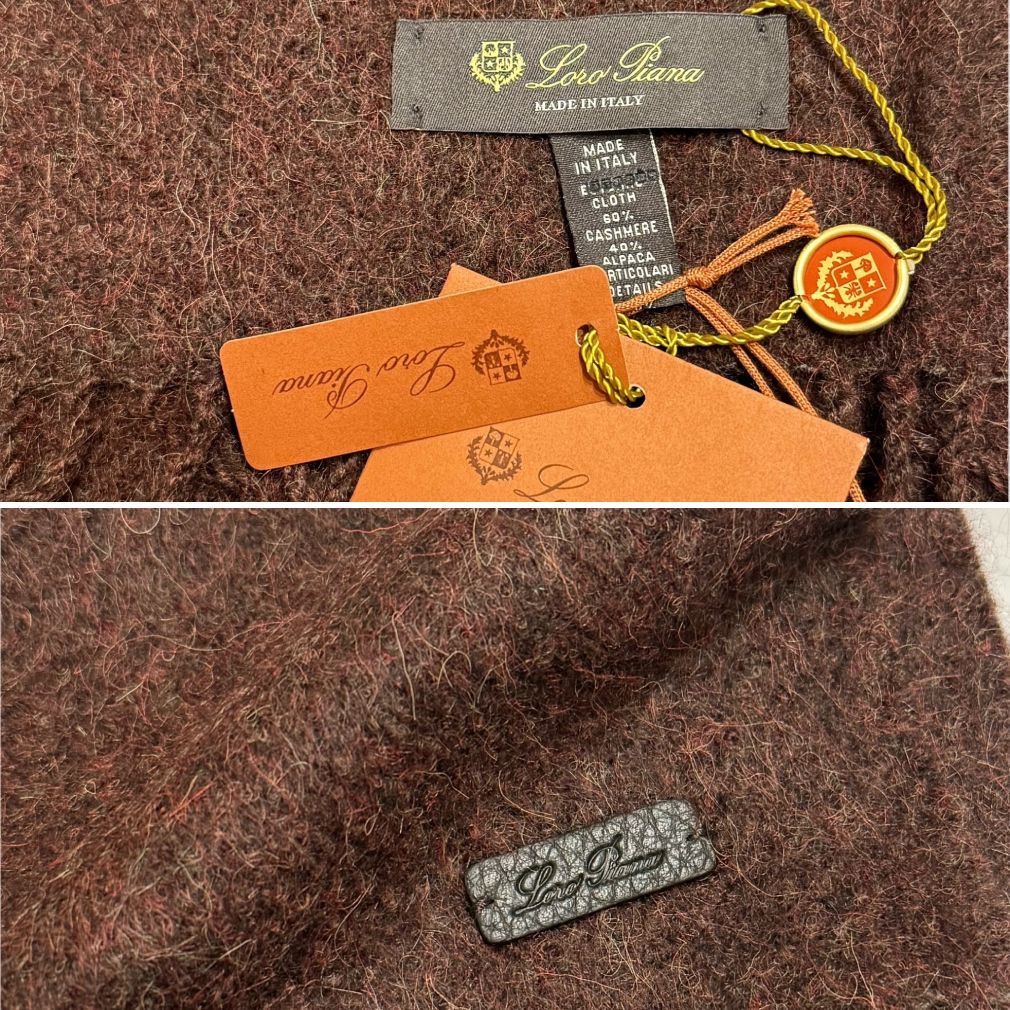 新品ロロピアーナLoro Piana メンズ カシミア×アルパカ大判マフラー赤 