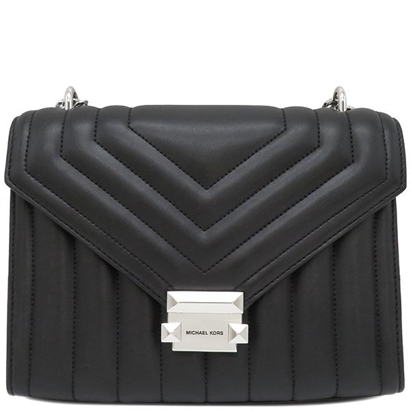 マイケルコース Michael Kors ショルダーバッグ ホイットニー チェーンショルダー レザー ブラック シルバー金具 黒 キルティング Vステッチ 35R4SWHL6U