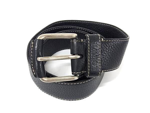 LOEWE ロエベ ベルト - ブラック レザー ユニセックス シルバー