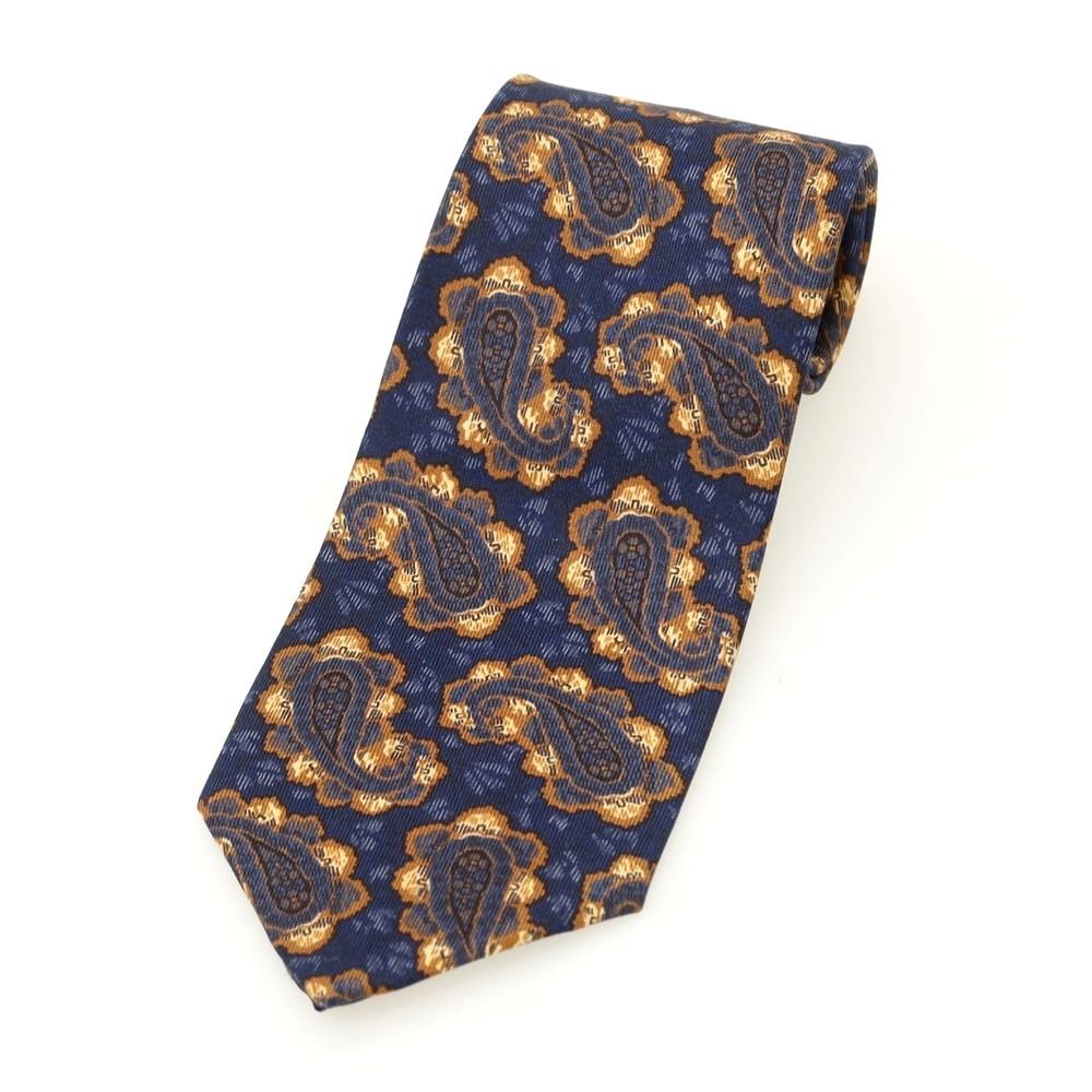 【中古】ペルソナリティ personality シルク ペイズリー柄ネクタイ ネイビーxブラウン【メンズ】