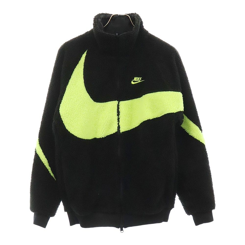 NIKE (ナイキ) スウォッシュ ボア ジップアップ ジャケット リバーシブル ブラック/イエロー BQ6546-017
