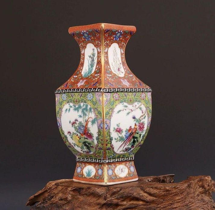 乾隆琺瑯彩蒔金四方賞 景徳鎮 陶磁器 装飾品 現代工芸品 美術品