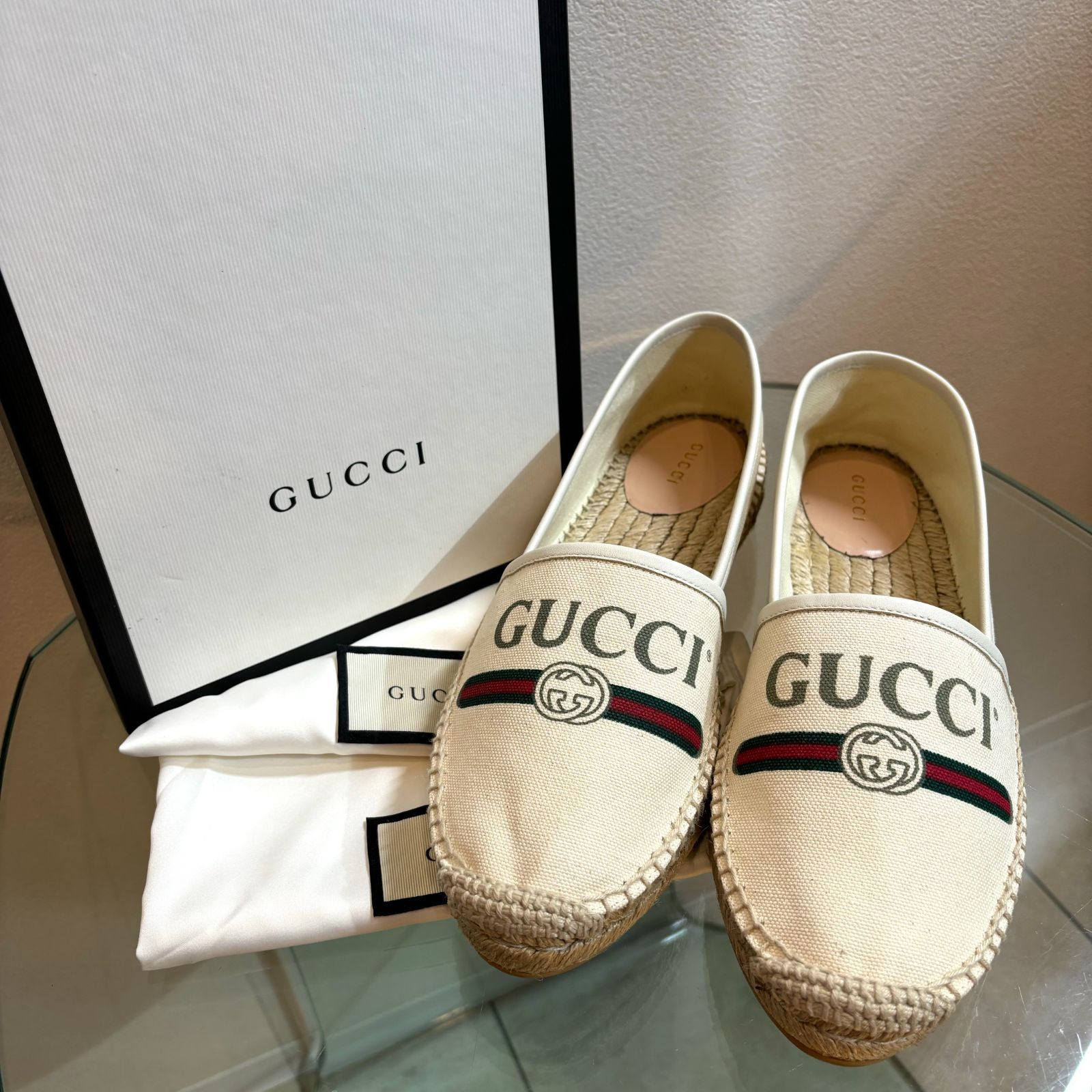 ΩNA629 極美品！GUCCI グッチ フラットシューズ スリッポン スニーカー