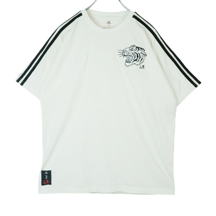 adidas Tシャツジャージ半袖ラグランスナップボタン刺繍白XL