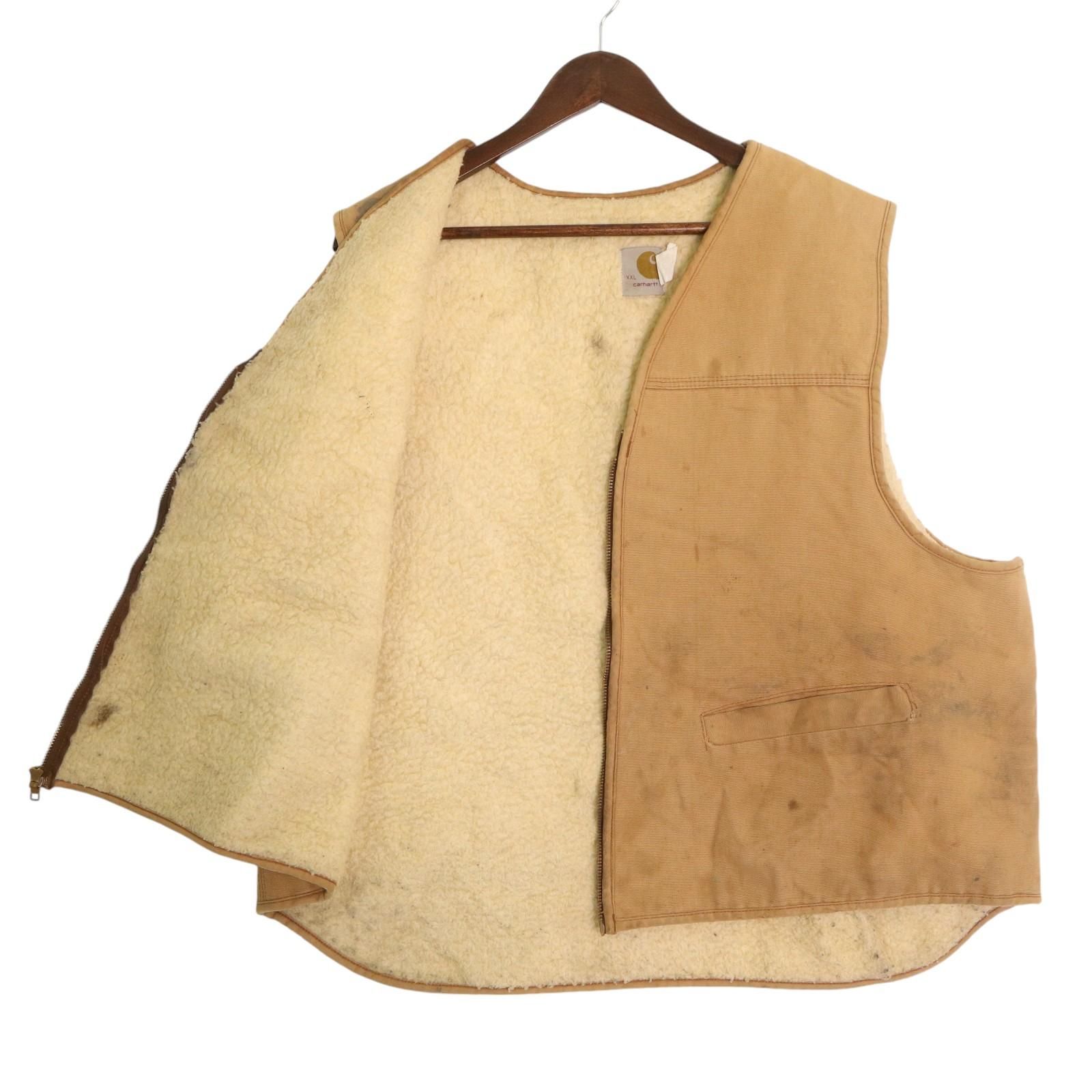 USA製 カーハート ダックベスト ブラウン 2XL キルティングライナー