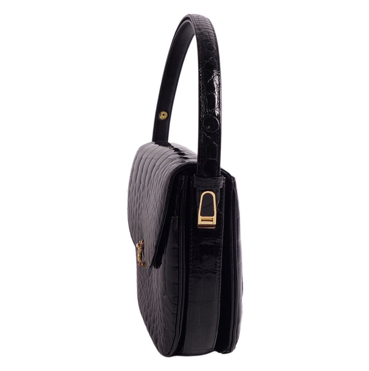 美品 クロコダイル CROCODILE バッグ ショルダーバッグ シャイニー  