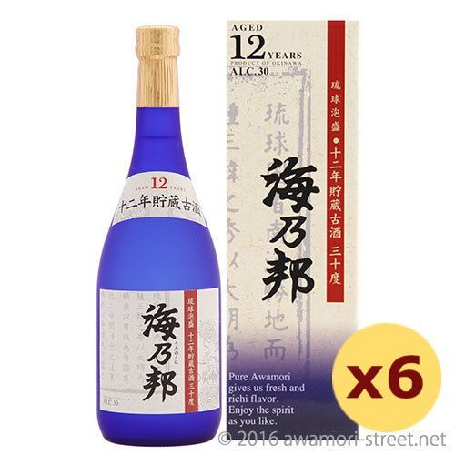 泡盛 海乃邦 12年古酒 30度,720ml ×6本セット / 沖縄県酒造協同