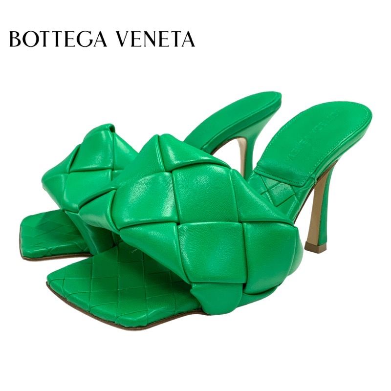 ボッテガヴェネタ BOTTEGAVENETA リド サンダル 靴 シューズ レザー グリーン ミュール イントレチャート
