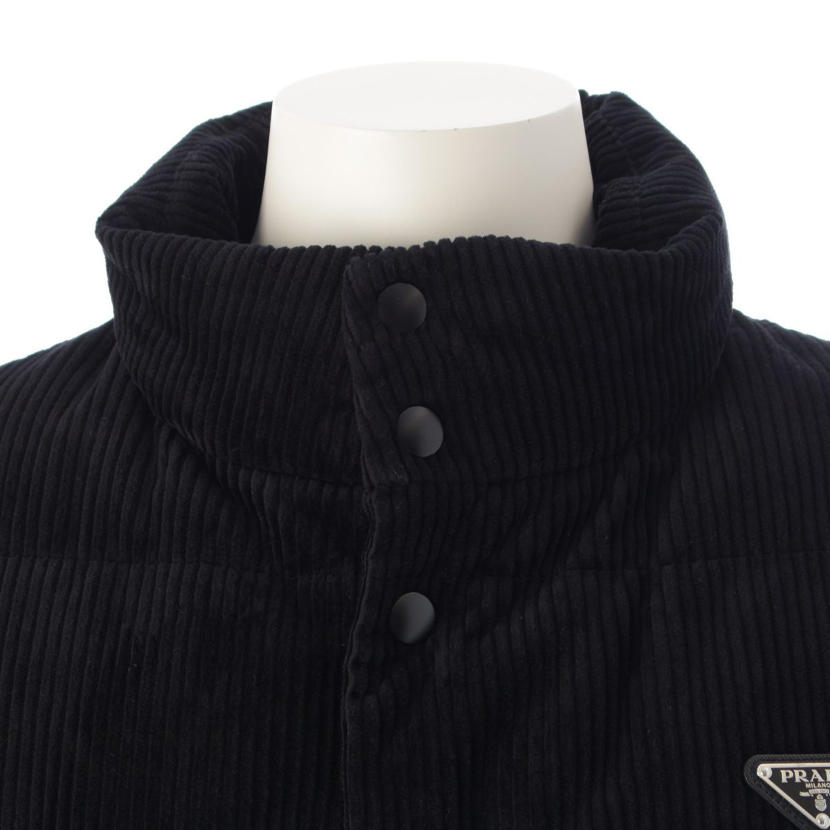 VINTAGE●PRADA●コーデュロイ クロップド ダウン ジャケット ブラック クロップド コーデュロイ ダウンジャケット | PRADA