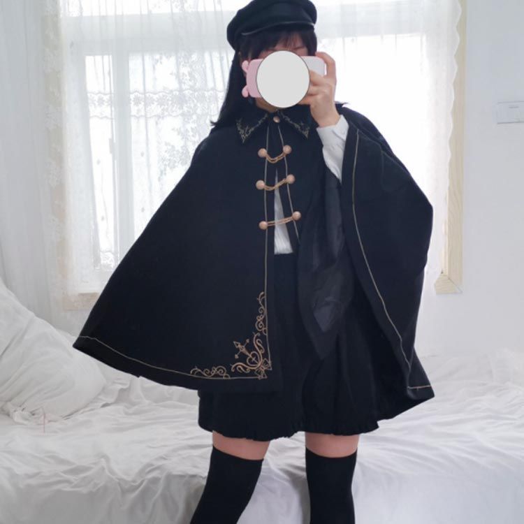 ゴスロリ ケープ コート 春 ロリータマント マントコート 刺繍