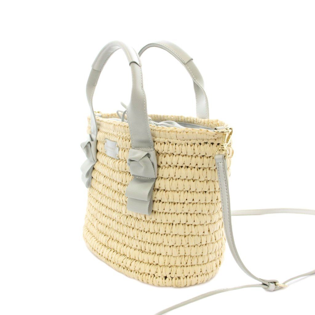 アンテプリマ ANTEPRIMA MISTO オルタ ラフィア スモール かごバッグ ショルダーバッグ ハンドバッグ 2WAY ベージュ シルバー KU