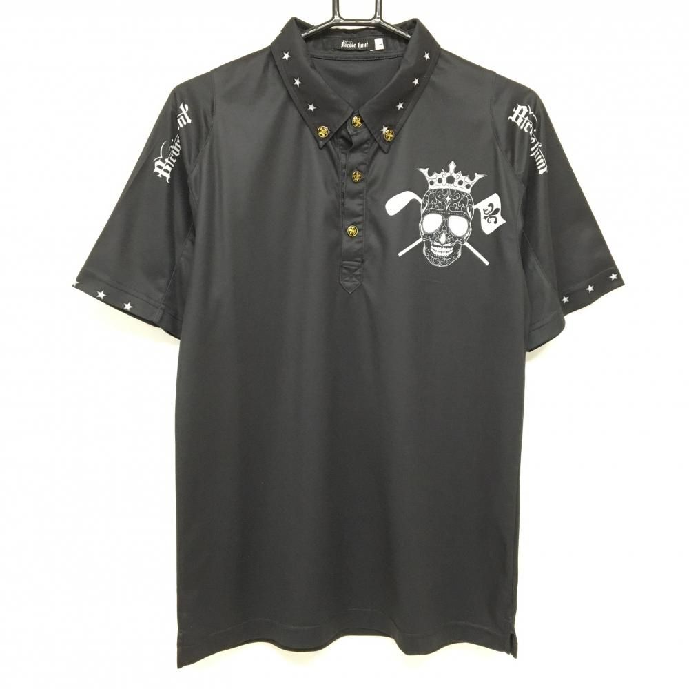 Birdie hunt バーディーハント 半袖ポロシャツ ライトブルー×白 スカル