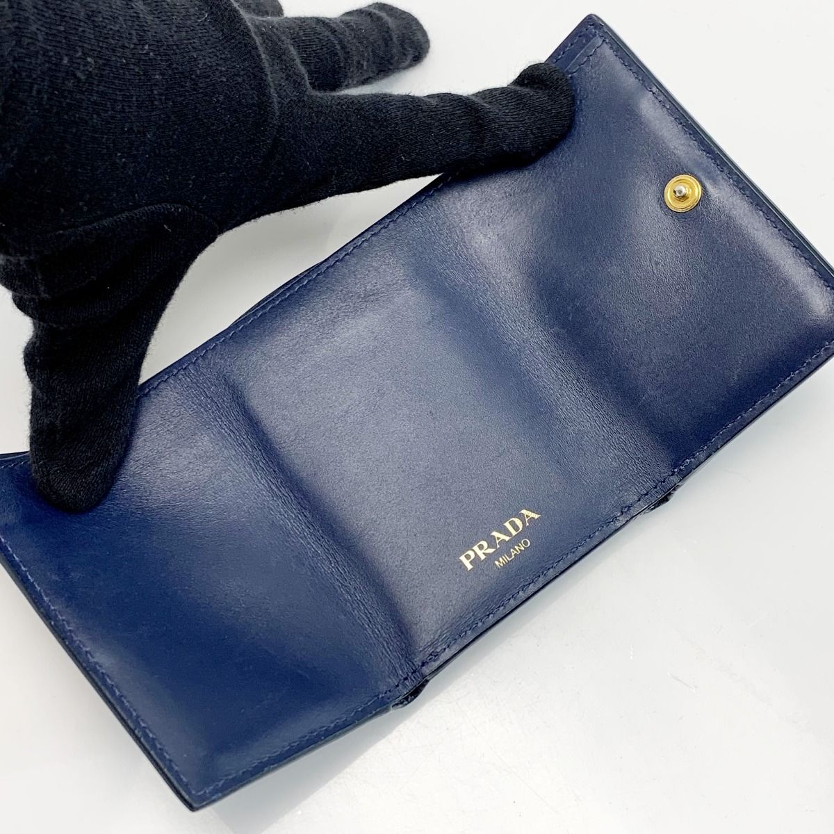 PRADA プラダ サフィアーノ ネイビー 3つ折り財布 レディース