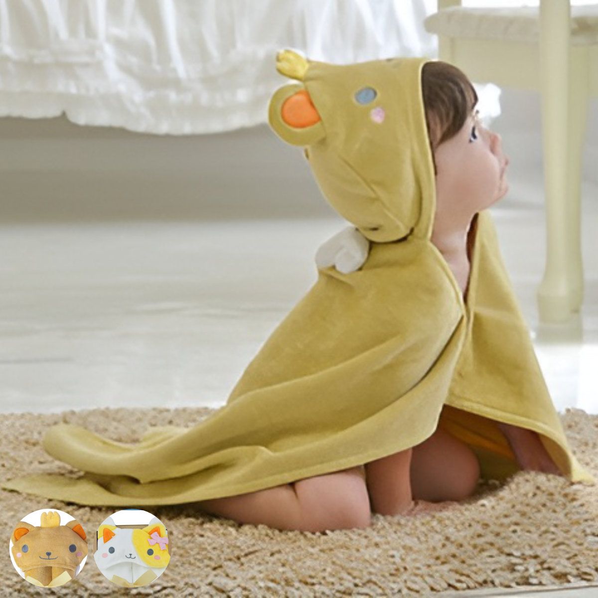 ベビータオル フード バスタオル 出産祝い おくるみ （ フード付きバスタオル フード付 ベビーバスローブ 綿100％ コットン ベビー 赤ちゃん プレゼント 湯上りバスタオル バスポンチョ パイル お風呂 水遊び かわいい ギフト ）