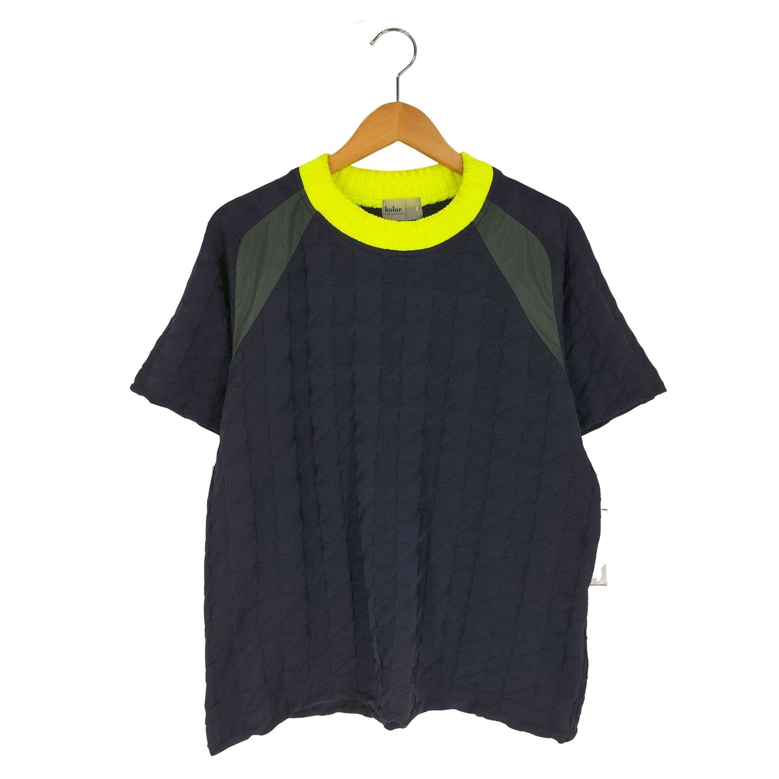 【未使用品】kolor カラー切替えモックネックTシャツ 定価35,200円 カラー kolor 切替 シアー リブニットクルーネックTシャツ