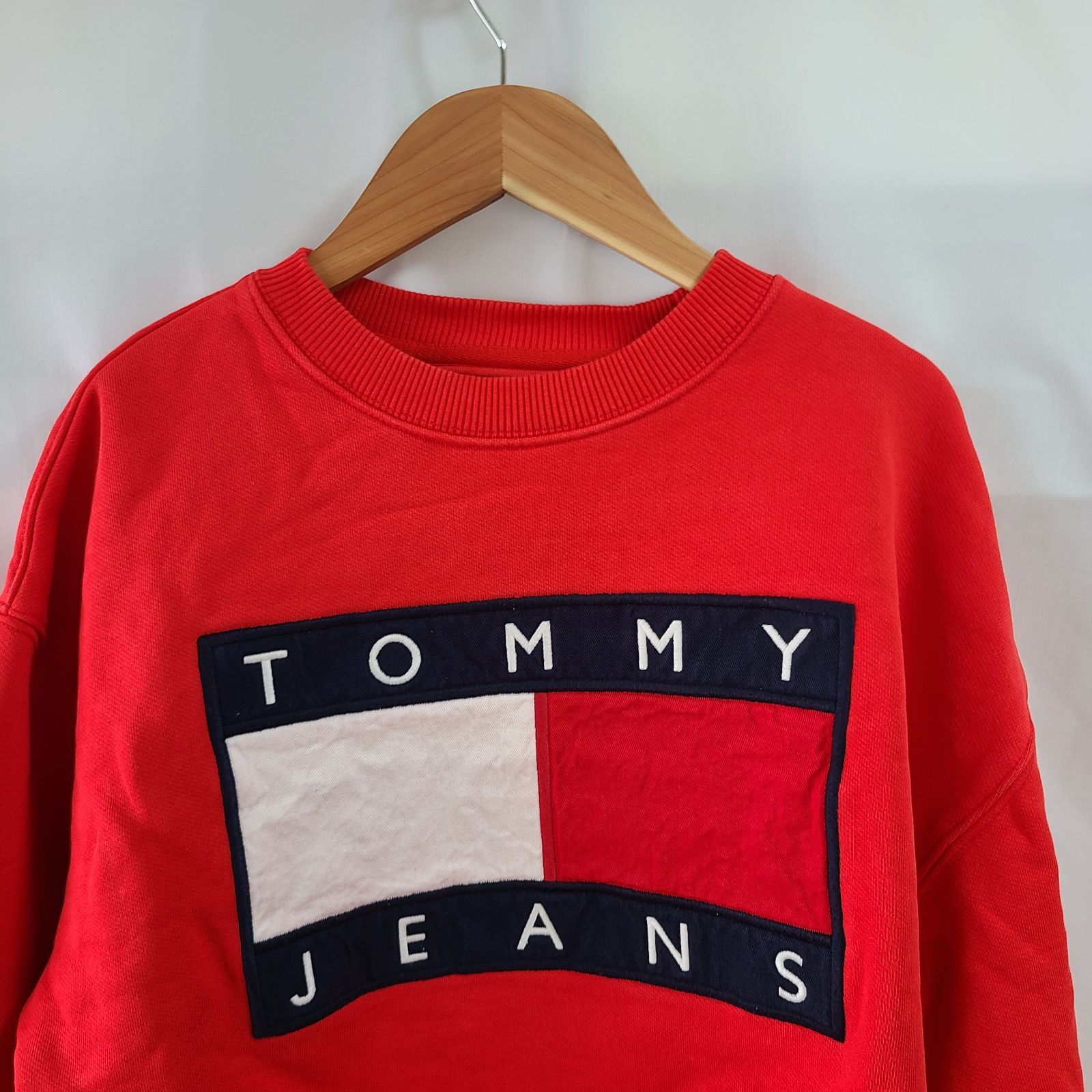 z829　TOMMY JEANS トミージーンズ スウェット トレーナー レッド メンズ XSサイズ