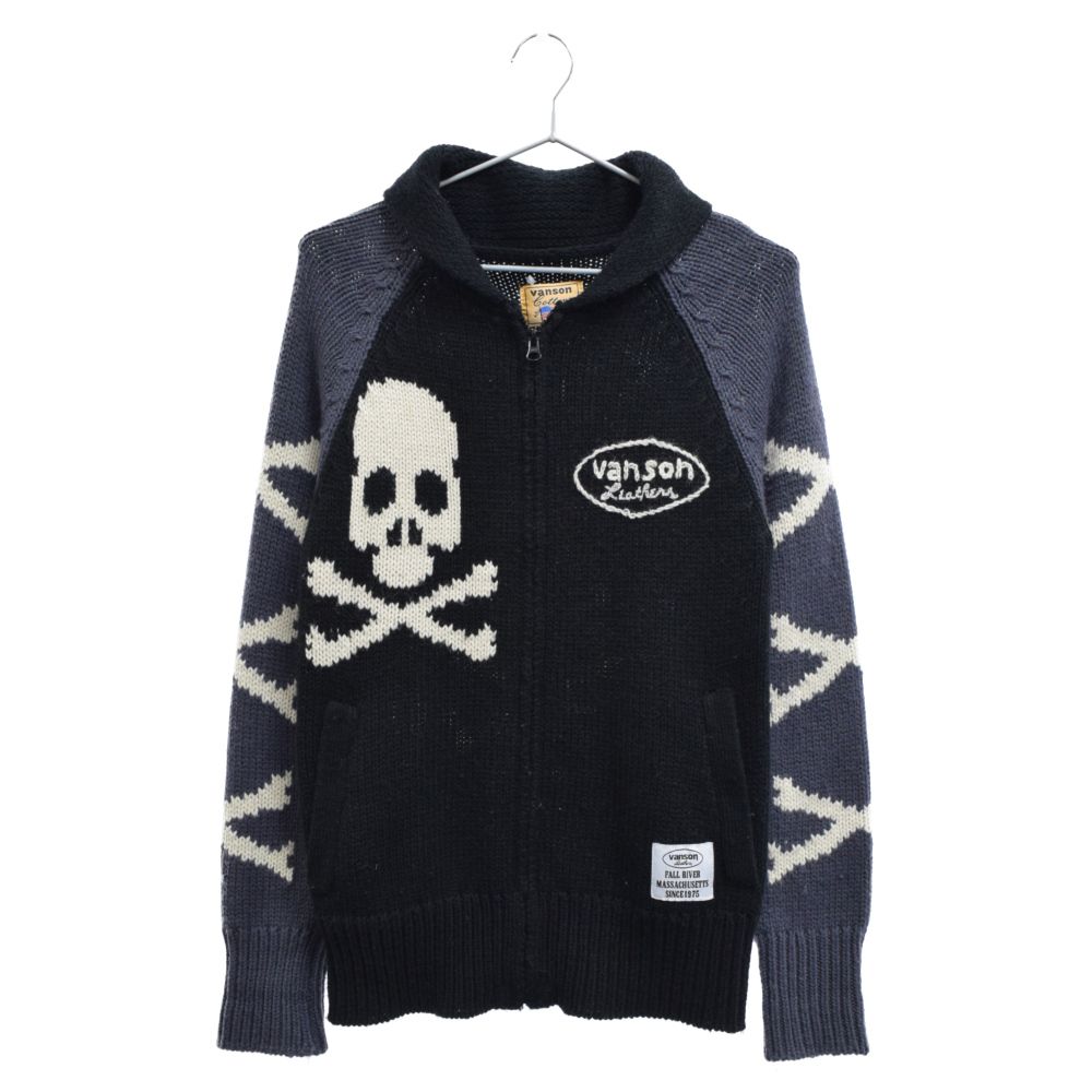 VANSON (バンソン) スカル クロスボーン カウチンジップアップ長袖 
