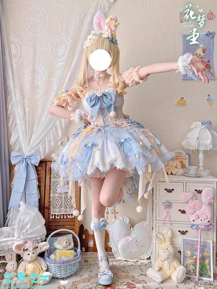 25年 かわいい ドレス ロリータセット 仮装 オリジナル 洋服 ロリータ ワンピース 撮影会 舞台 イベント 花夢堂-295