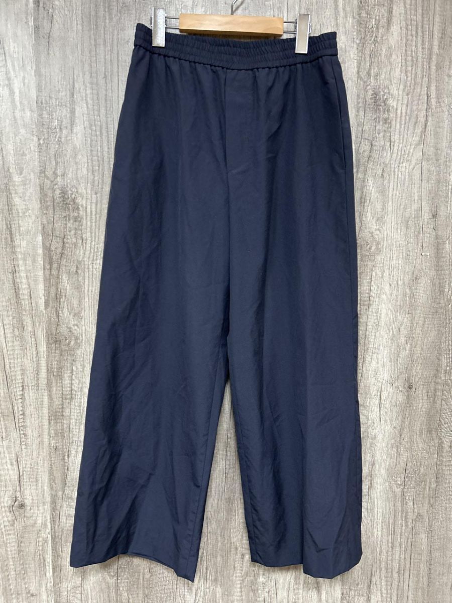 GALERIE VIE ギャルリー ヴィー コットン100％ ウールタイプライターイージーストレート パンツ size36 濃紺 ◆◎レディース