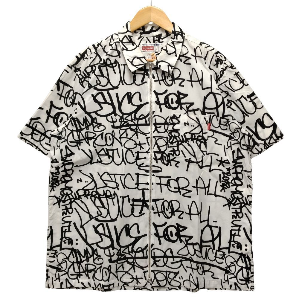 SUPREME シュプリーム ×COMME des GARCONS SHIRT Graphic s/s shirt グラフィック 半袖ジップ シャツ サイズXL 正規品 / 34697