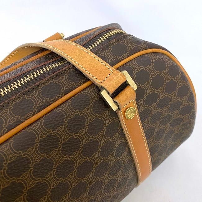 セリーヌ ミニ ボストンバッグ ブラウン ベージュ マカダム CE00/12