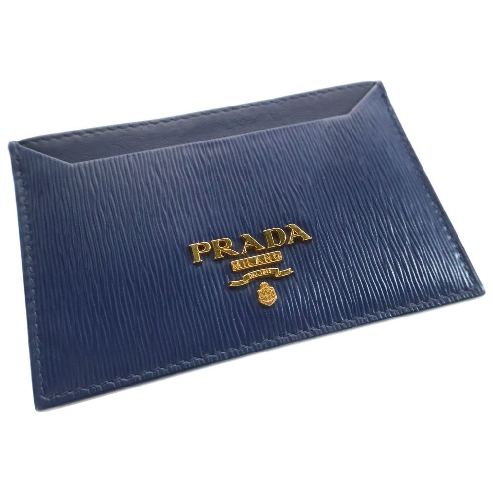 PRADA ネイビー レザー 名刺入れ PRADA 中古 プラダ 名刺入れ レディース ブランド レザー カード