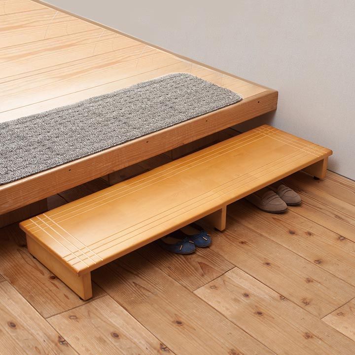 【新品】幅120cm　玄関踏み台 天然木　ステップ　アウトレット 木製玄関踏み台 幅120cm(ライトブラウン/茶)】 木目 天然木
