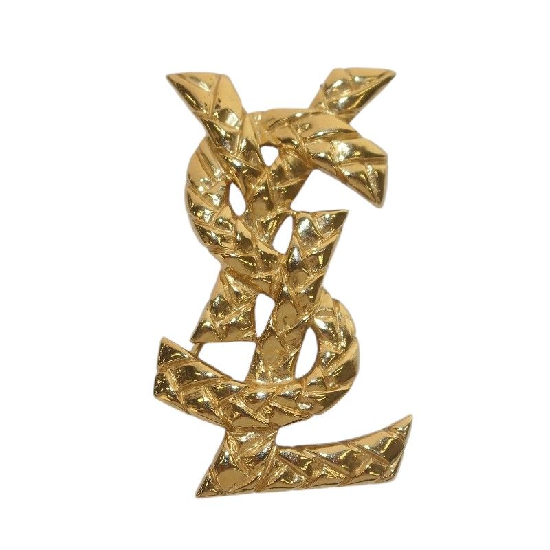 た*き様 YSL ゴールドロゴブローチ Yves Saint Laurent - 確実正規品