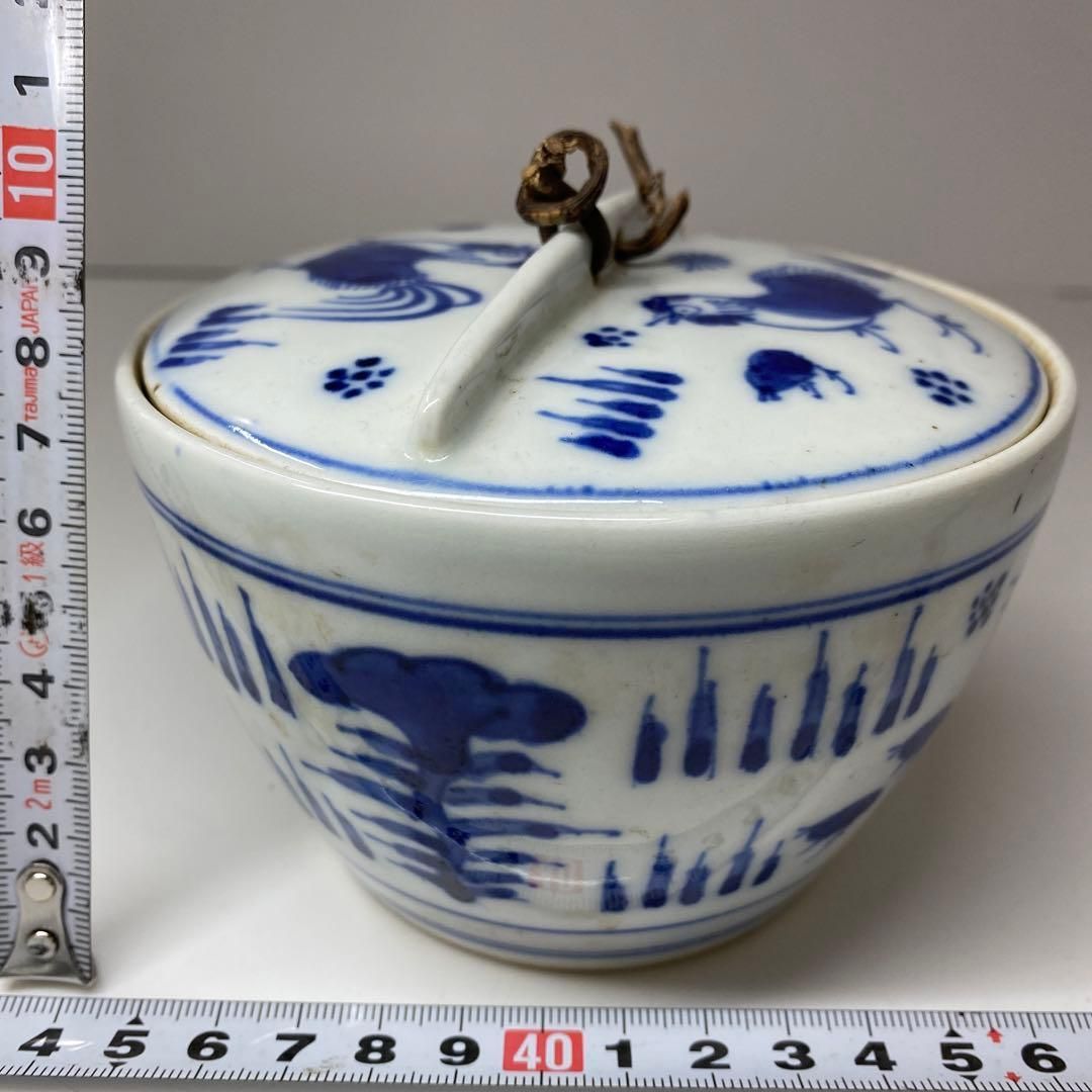 美術品・アンティーク・コレクション 中国古玩 青花蓋物 幅11.8㎝ 東Y6