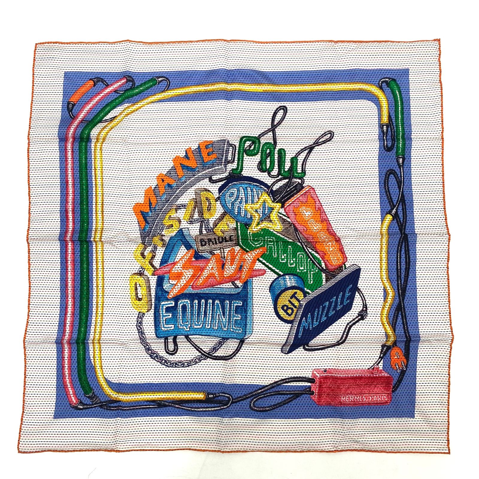 未使用級 HERMES エルメス カレ70 CHEVAL OSCOPE NEON シュヴァル 