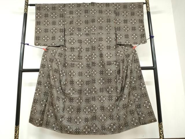 平和屋着物○本場大島紬 龍郷絣 飾花文 正絹 逸品 AAAZ5013ck 平和屋