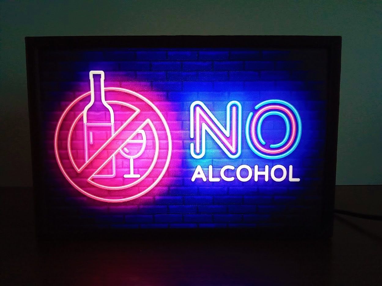 禁酒 ノーアルコール 酒 ダメ サイン 看板 置物 雑貨 LEDライトBOXミニ