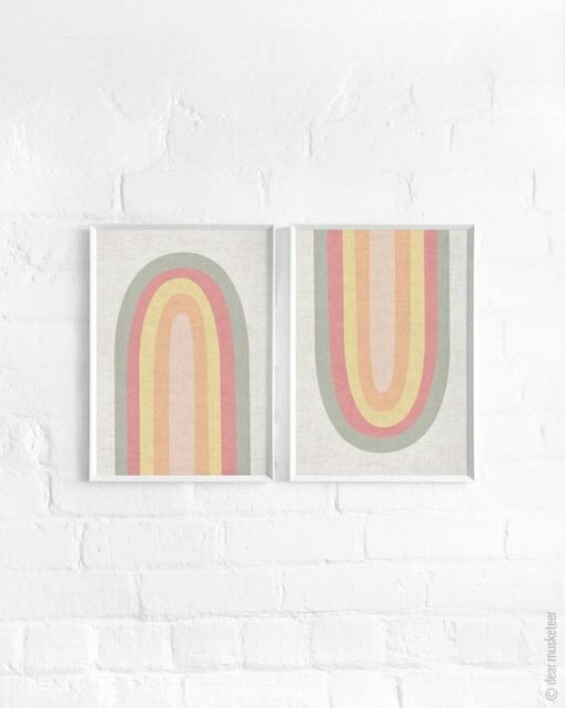 dear musketeer | BRIGHT PASTEL LINEN RAINBOW PRINT | A3 アートプリント/ポスター【北欧 シンプル インテリア おしゃれ】