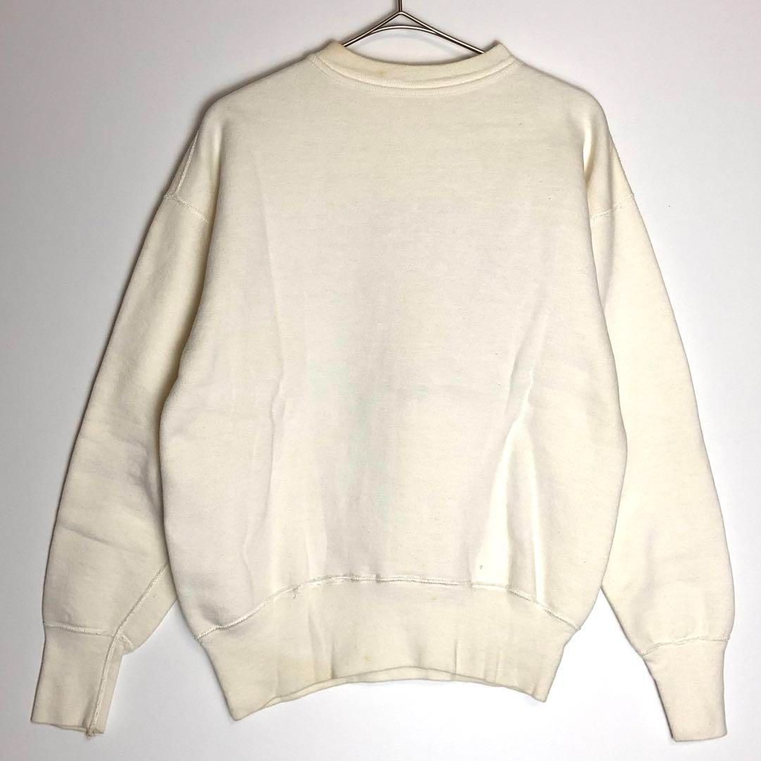 50s vintage 染み込み 前V カレッジスウェット オフホワイト