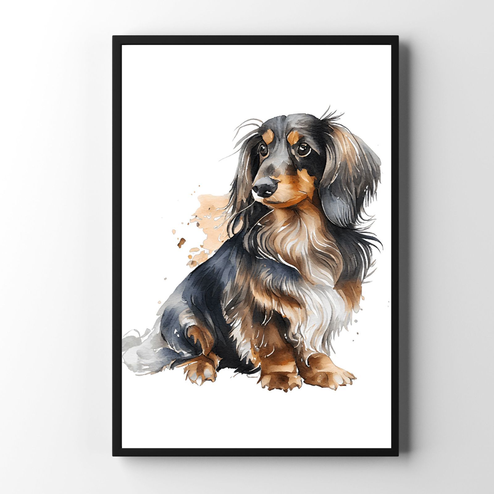 PET111】ダックスフンド 犬アート インテリアポスター 水彩 いぬの絵